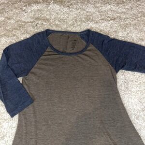 Natural Life Dress Womens Medium Blue Gray Round Neck 3/4 Sleeve Hobo Hippie